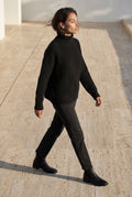 Black Chunky Ribbed Oversized Turtleneck Sweater - Photo 5