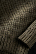 Dark Green Chunky Ribbed Oversized Turtleneck Sweater - Photo 8