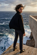 Black Chunky Ribbed Oversized Turtleneck Sweater - Photo 9