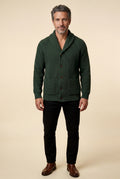 Dark Green Chunky Ribbed Shawl Collar Cardigan with Button Front - Photo 4