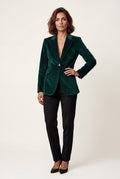 Dark Green Gold Button Tailored Single-breasted Blazer - Blazers - Photo 10