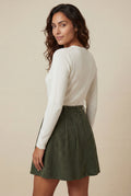 Dark Green High Waisted Olive Green A-line Mini Skirt - A-Line skirt - Photo 2