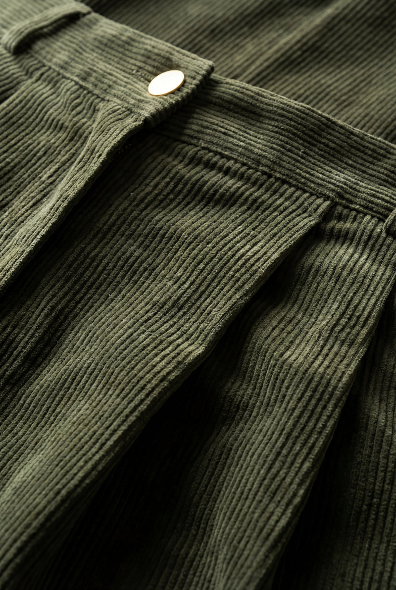 Dark Green High Waisted Olive Green A-line Mini Skirt - A-Line skirt - Photo 4