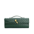 Dark Green Metallic Structured Clutch Shoulder Bag - Clutch shoulder bags - Photo 23