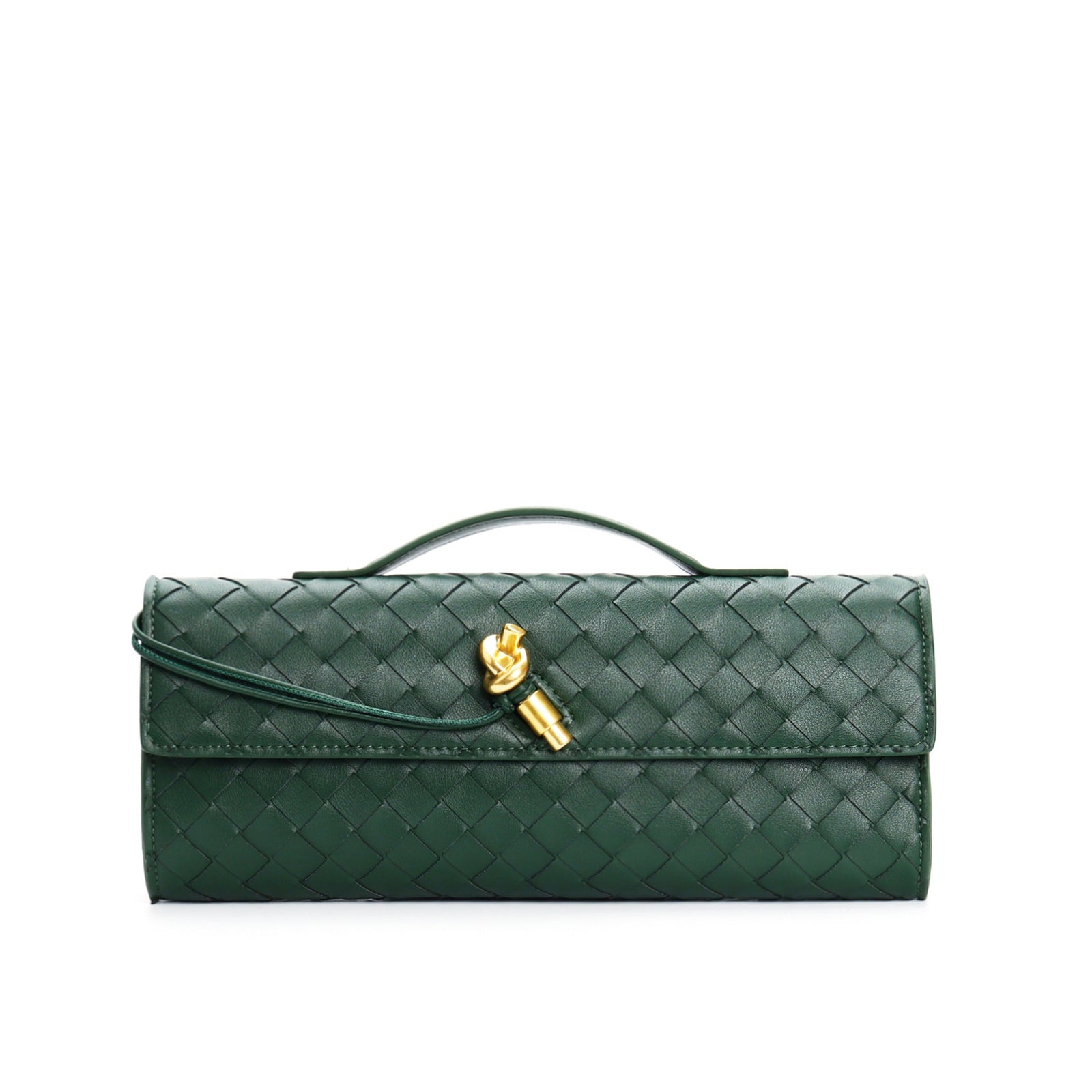 Dark Green Metallic Structured Clutch Shoulder Bag - Clutch shoulder bags - Photo 23