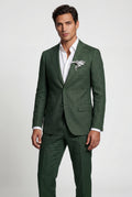 Dark Green Pastel Slim Fit Two-piece Suit with Notched Lapel - Two-piece suits - Photo 17