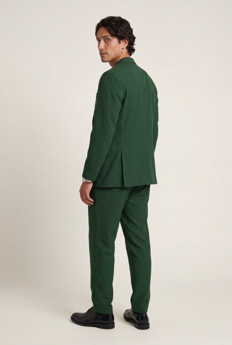 Dark Green Slim Fit Single-breasted Two Piece Suit Set - Two-piece set - Photo 2