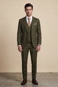 Dark Green Slim Fit Three-piece Tailored Formal Suit Set - Formal suits - Photo 1