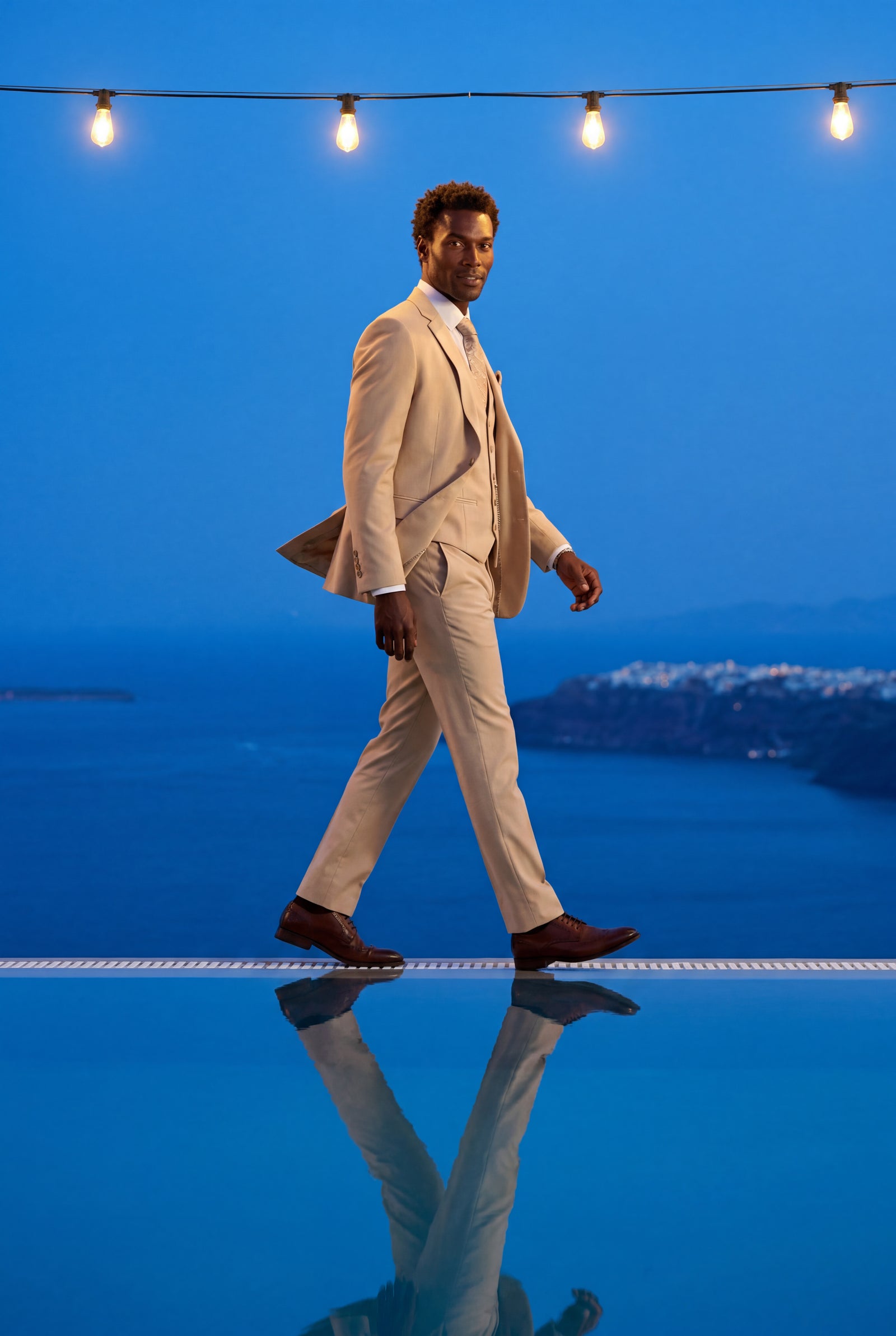 Beige Slim Fit Three-piece Tailored Formal Suit Set - Formal suits - Photo 10