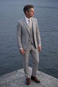 Gray Slim Fit Three-piece Tailored Formal Suit Set - Formal suits - Photo 12