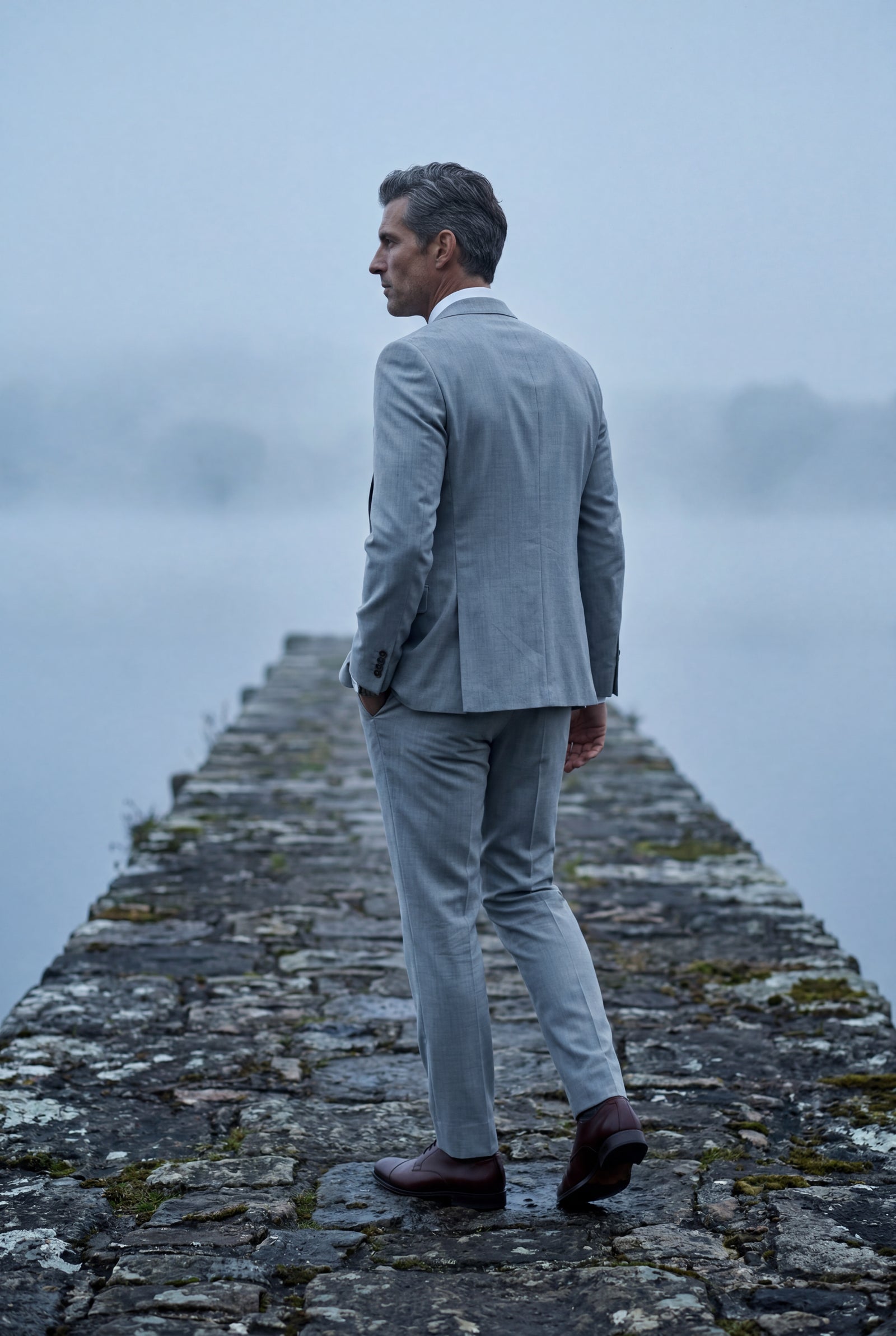 Gray Slim Fit Three-piece Tailored Formal Suit Set - Formal suits - Photo 14