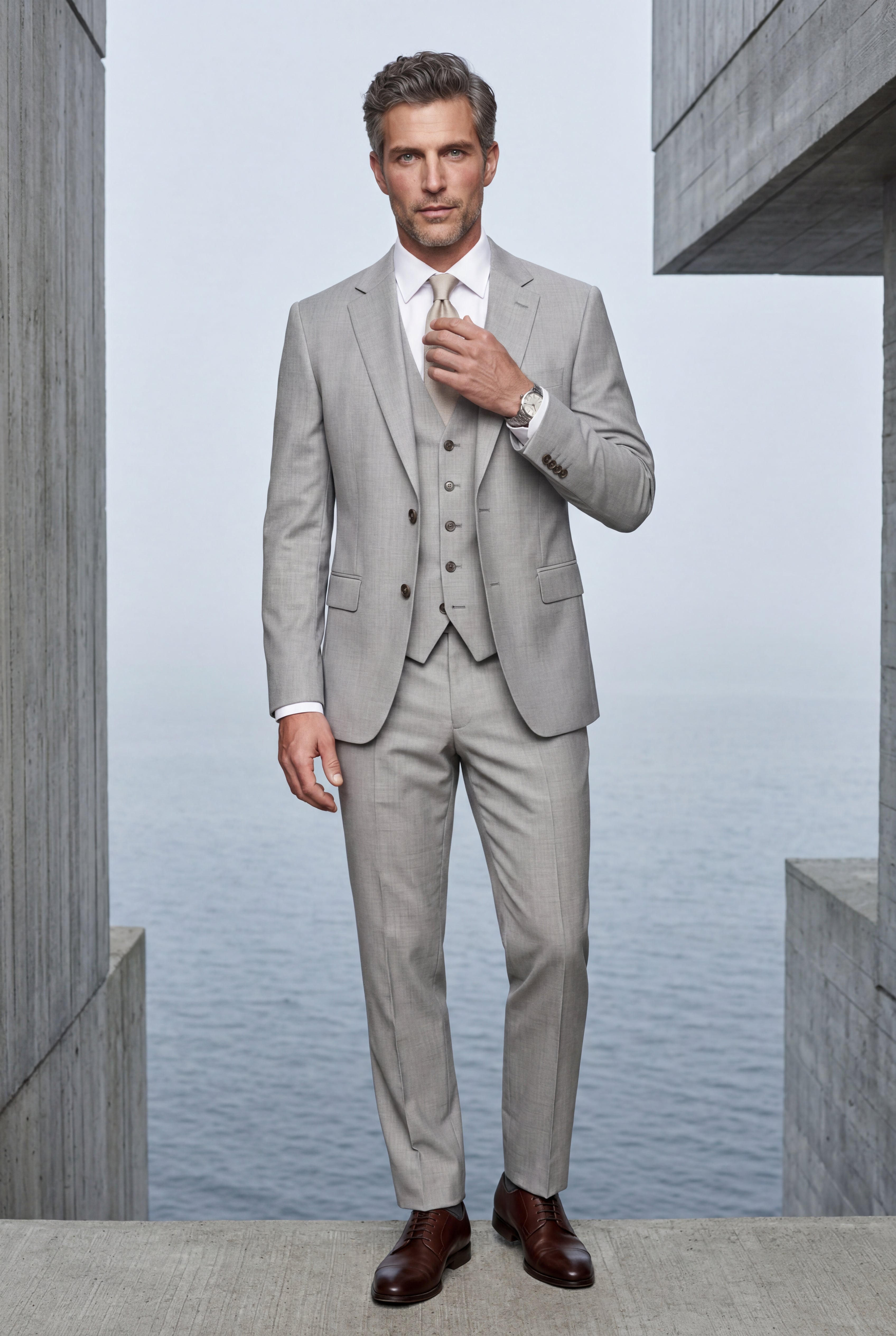 Tailored Suits Near Me Slim Fit Three-Piece Formal Suit Business