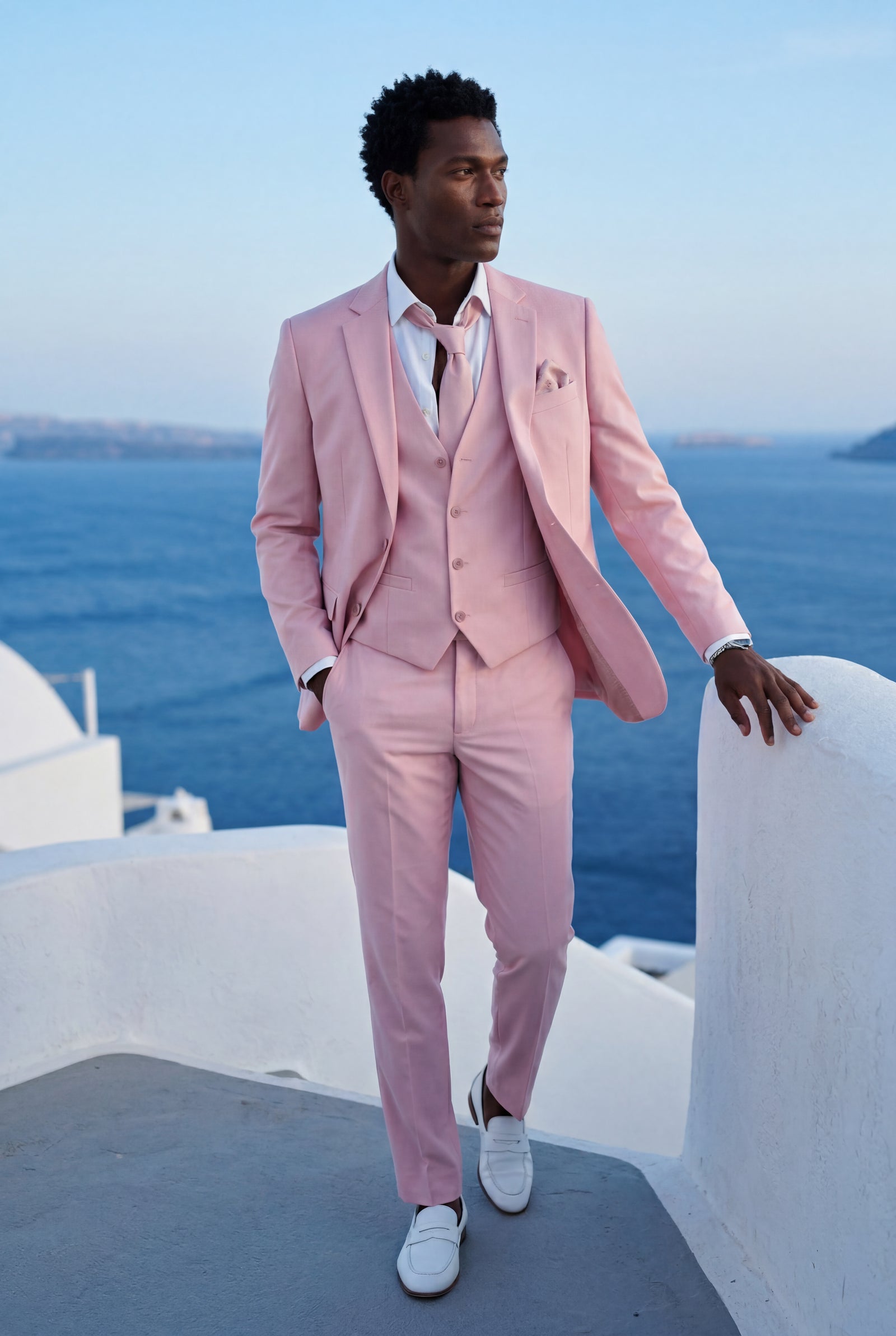 Pink Slim Fit Three-piece Tailored Formal Suit Set - Formal suits - Photo 5