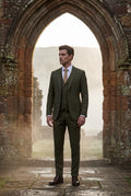 Dark Green Slim Fit Three-piece Tailored Formal Suit Set - Formal suits - Photo 6