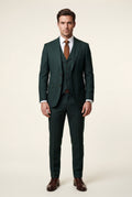 Dark Green Slim-fit Three-piece Wedding Suit with Notch Lapel Blazer - Photo 17