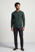 Dark Green Structured Tonal Textured Crewneck Sweater - Structured sweater - Photo 16