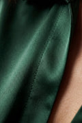 Dark Green V-neck Relaxed-fit Blouse with Curved Hem - Blouses - Photo 5