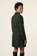 Dark Green Windowpane Plaid Tailored Trench Coat - Trench coats - Photo 2
