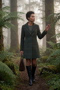 Dark Green Windowpane Plaid Tailored Trench Coat - Trench coats - Photo 5