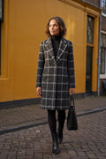 Black Windowpane Plaid Tailored Trench Coat - Trench coats - Photo 6