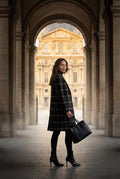 Black Windowpane Plaid Tailored Trench Coat - Trench coats - Photo 8