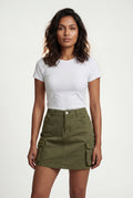 Dark Green Women's Cargo Pocket A-Line Mini Skirt with Flap Details - Cargo mini skirt - Photo 2