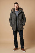 Men's Parka Hooded Winter in Dark Grey — primary studio fullbody