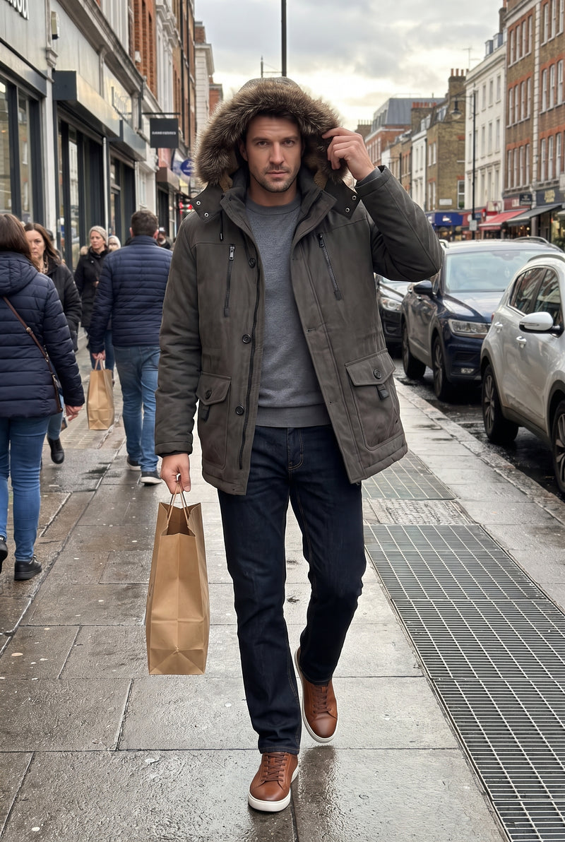Men's Parka Hooded Winter in Dark Grey — secondary lifestyle ugc
