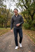 Men's Sweater Long Sleeve Waffle in Dark Grey — park walk