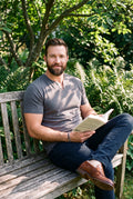 Men's V-Neck T-Shirt Short Sleeve in Dark Grey — lifestyle garden