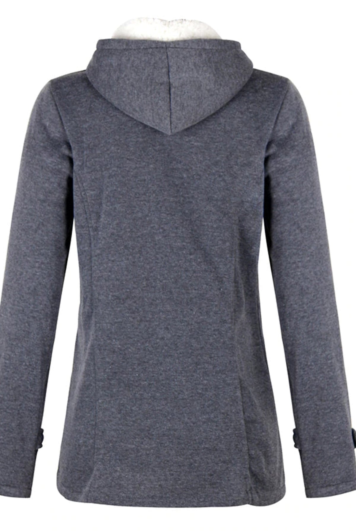 Plush-Lined Hood Duffle Coat in Dark Grey — back