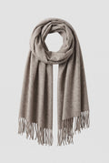 Scarf Tassel Wrap in Dark Grey — studio front