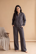 Women's Lounge Set Zip Top in Dark Grey — primary studio