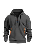 Zip-Pocket Hoodie in Dark Grey — front view