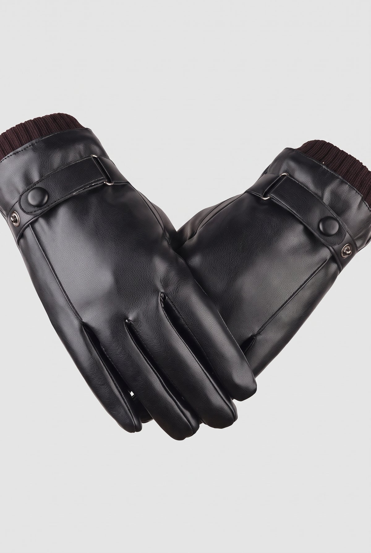 PU Leather Lined Gloves in Default Title — studio detail