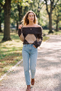 Women's Sweater Off-Shoulder Argyle — lifestyle park