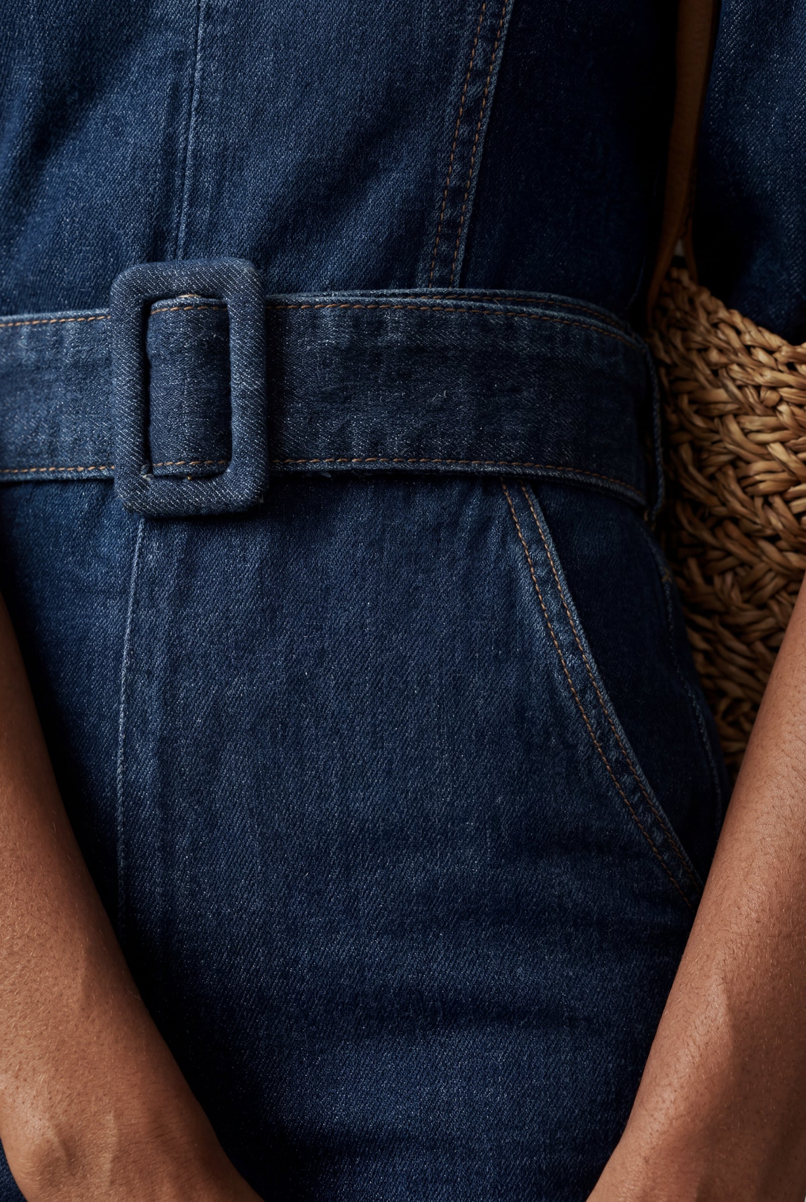 Denim Blue Blue Halter Neck Flared Leg Jumpsuit - Halter neck jumpsuit - Photo 3