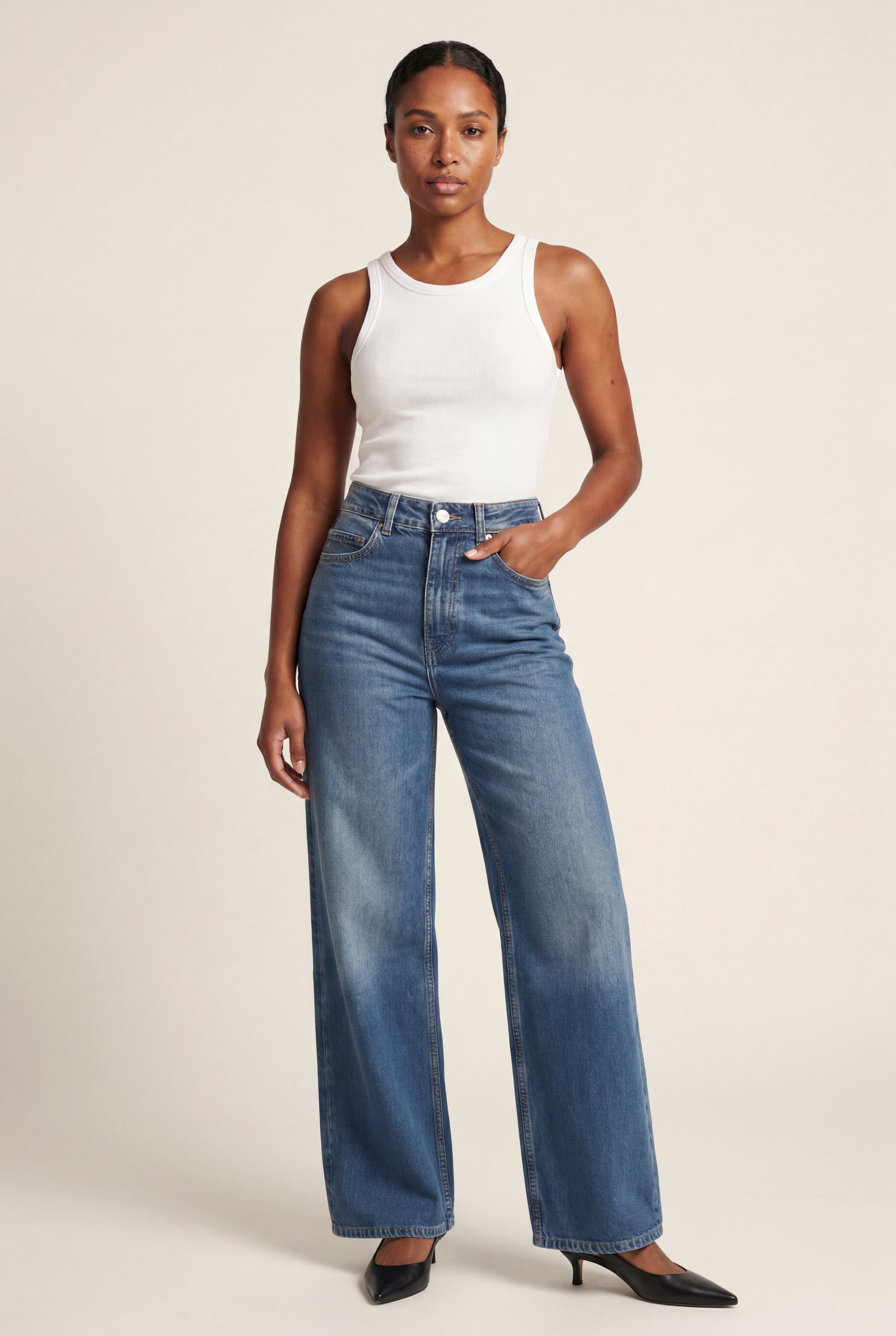 Denim Blue High-rise Wide Leg Vintage Jeans - Wide leg jeans - Photo 1