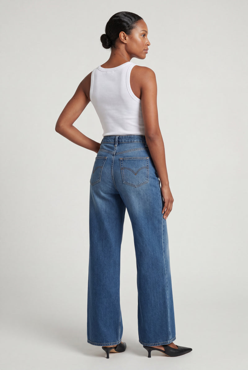 Denim Blue High-rise Wide Leg Vintage Jeans - Wide leg jeans - Photo 2