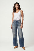 Denim Blue High-waisted Wide Leg Full-length Jeans - Wide leg jeans - Photo 11
