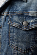 Denim Blue Medium Blue Classic Fit Trucker Jacket with Button Closure - Denim jackets - Photo 3