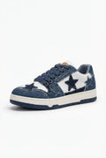 Denim Blue Women's Star Patch 90s-Inspired Low-Top Sneakers - Photo 1