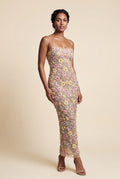 Floral Pastel Floral 3d Embroidered Fitted Maxi Dress - Photo 1