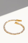 Gold Baguette and Round Stone Gold-tone Tennis Bracelet - Photo 8