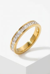 Gold Channel Set Gold-tone Cubic Zirconia Statement Ring - Statement rings - Photo 1