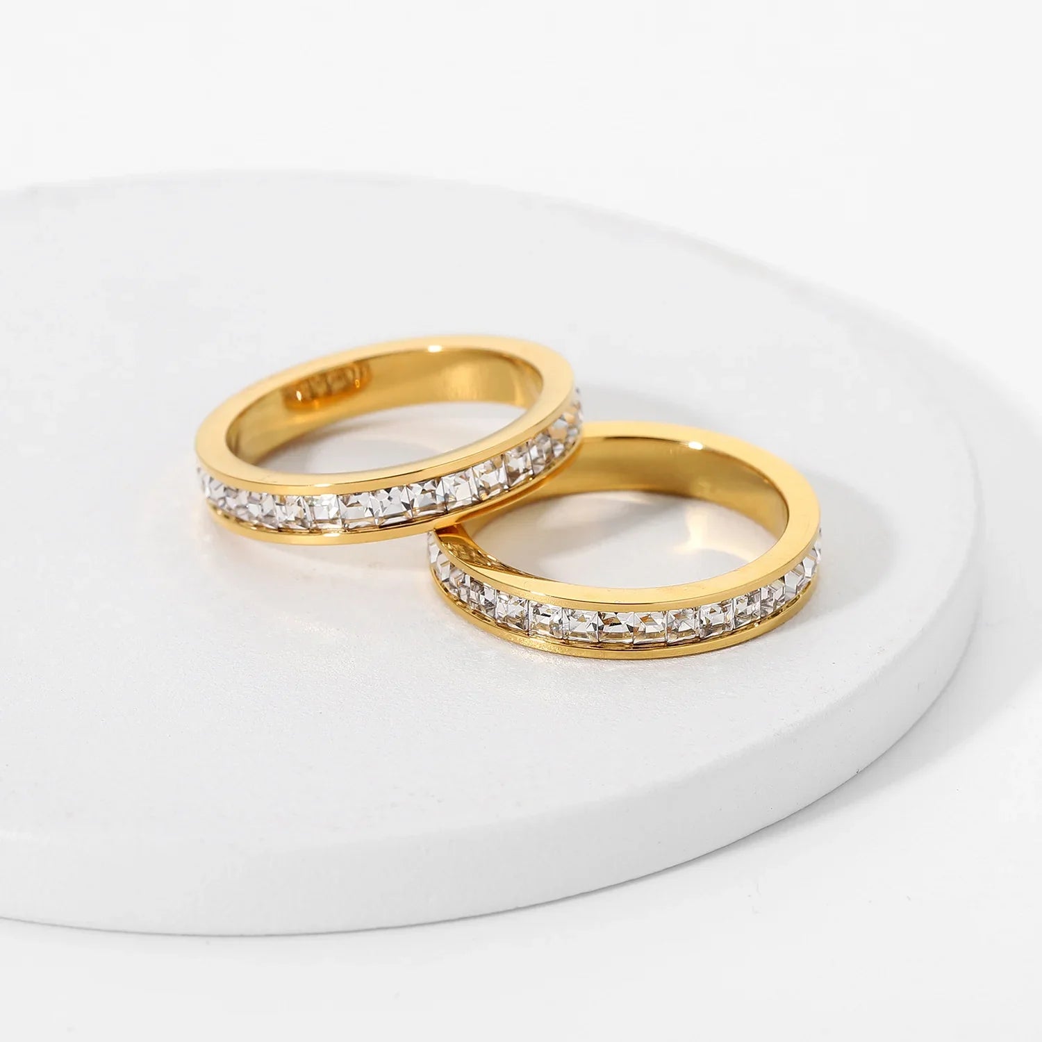 Gold Channel Set Gold-tone Cubic Zirconia Statement Ring - Statement rings - Photo 5