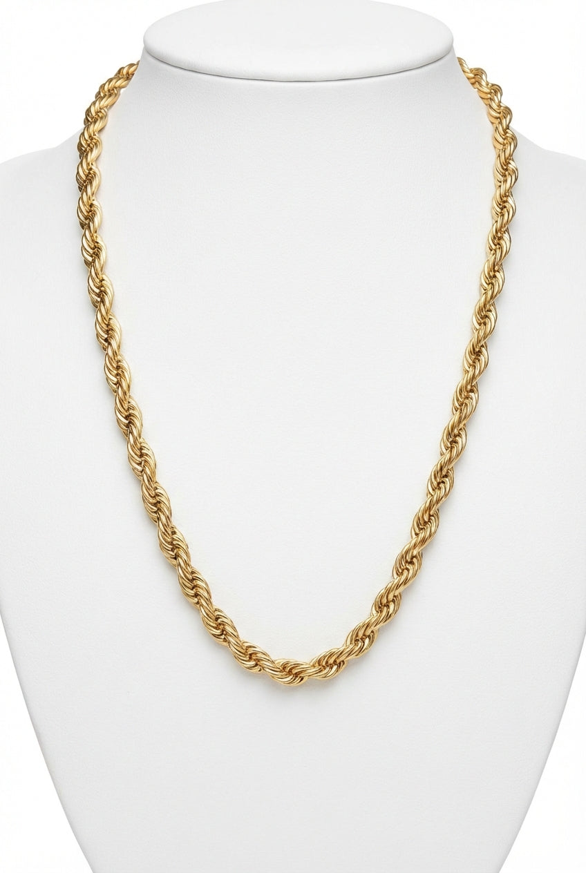 Gold Chunky Gold-tone Rope Chain Necklace with Twisted Detail - Photo 1