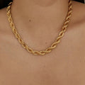 Gold Chunky Gold-tone Rope Chain Necklace with Twisted Detail - Photo 5