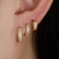 Gold Chunky Pavé Huggie Hoop Earrings in Gold Tone - Huggie earrings - Photo 5