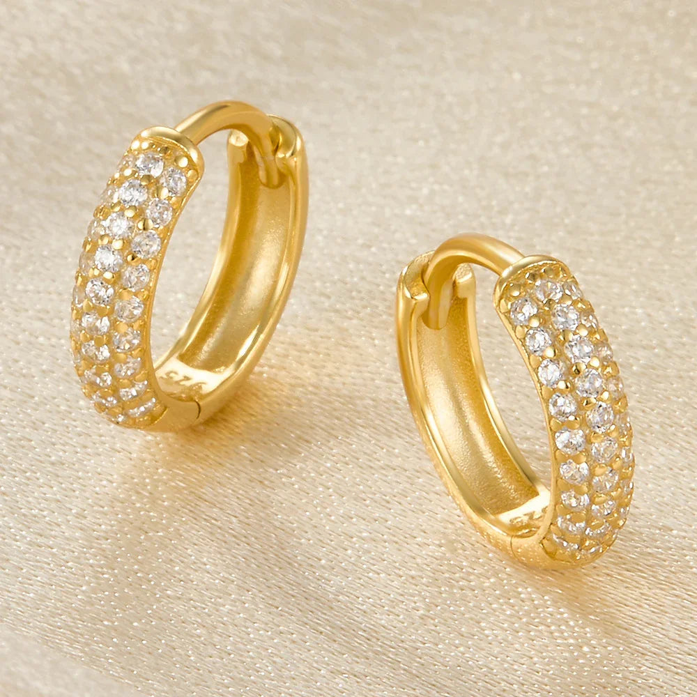 Gold Chunky Pavé Huggie Hoop Earrings in Gold Tone - Huggie earrings - Photo 6